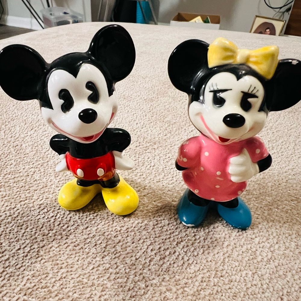 Japan Mickey and Minnie Mouse Figurine Set Vintage